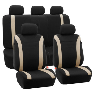 BDK Forza Car Seat Covers Full Set With Steering Wheel Cover – Red Black, Racing Series